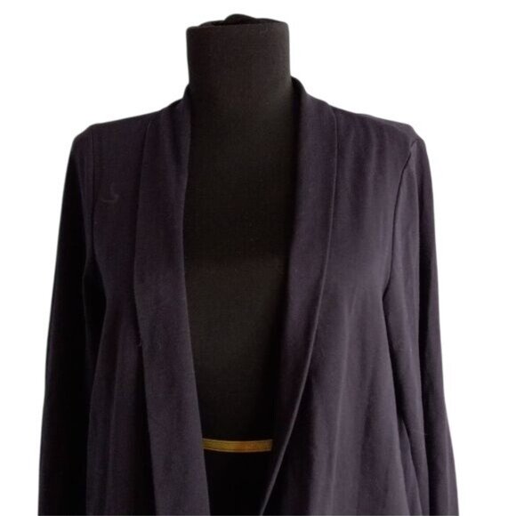 Eileen Fisher Size S Open Front Navy Blue Cardigan Jacket Cotton Lycra Blend - Picture 2 of 9